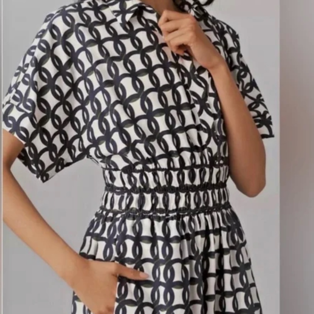 Anthropologie Black & White Interlocking Circle Maxi Dress